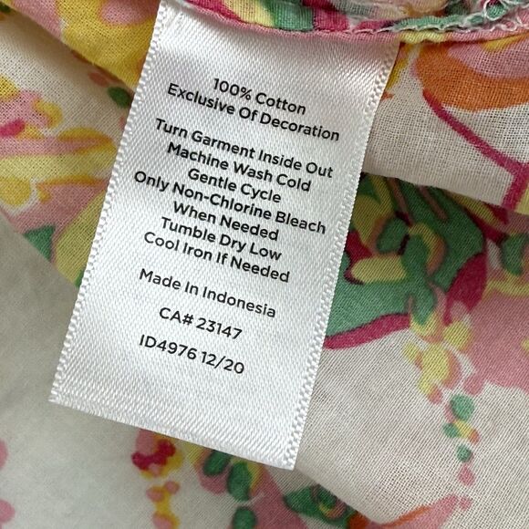 Talbots Pintuck Popover Abstract Floral Top Blouse Women XL Pink 3/4 Sleeve Boho - Picture 8 of 11